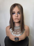 AMARA - FRONT LACE MONOFILAMENT TOPPER- TOASTED CHESTNUT- 14 INCH