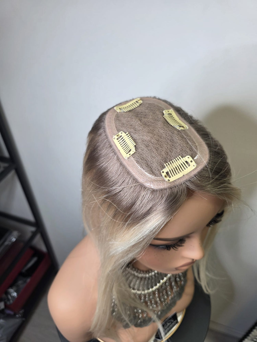 MINI SILK TOPPER- NATALIE -18 INCH- COOL PEARL BLONDE