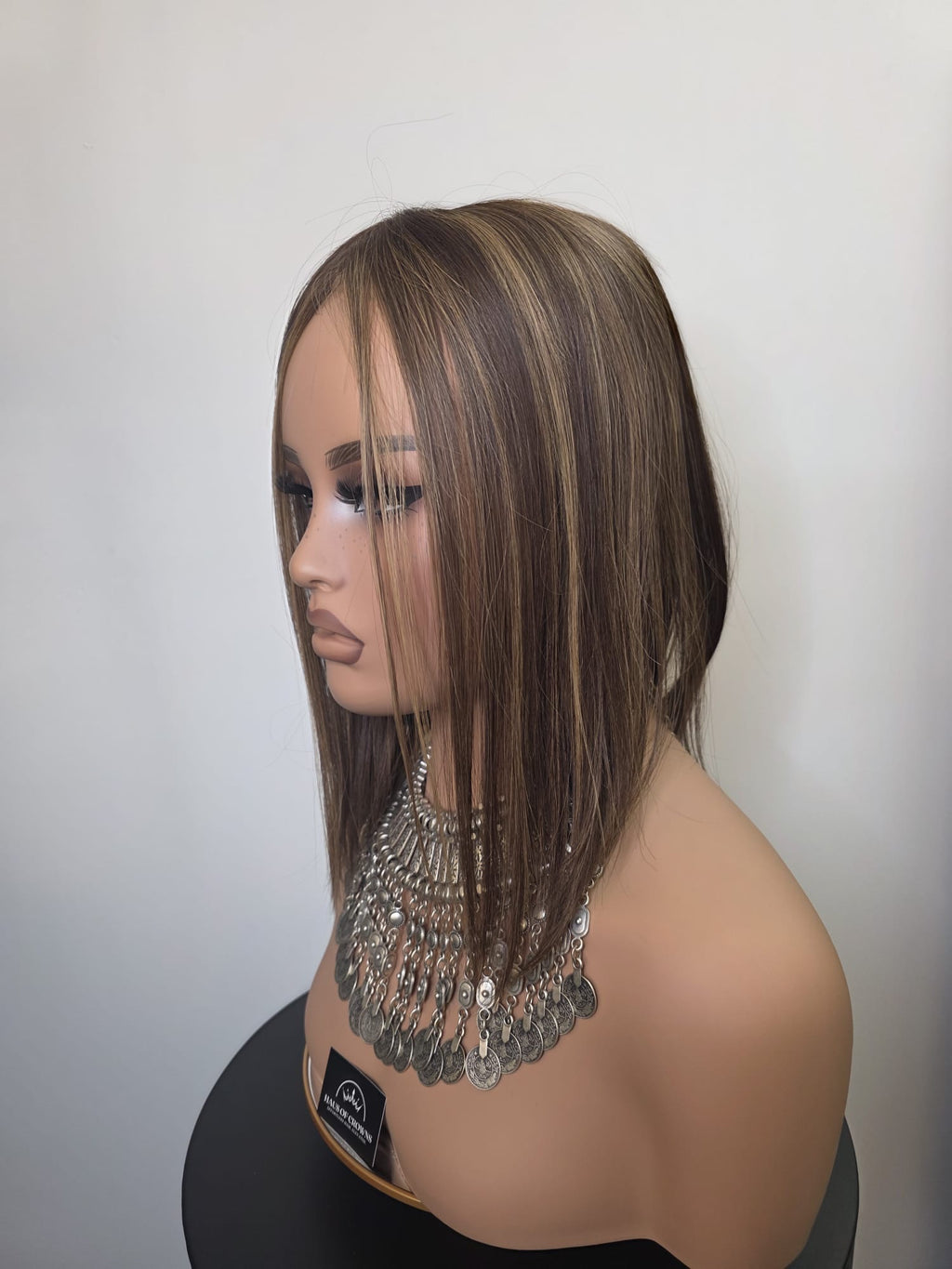 AMARA - FRONT LACE MONOFILAMENT TOPPER- TOASTED CHESTNUT- 14 INCH